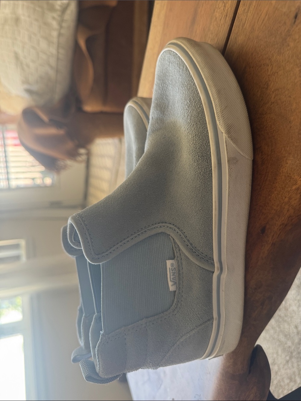 Vans  Mid-Top Slip-On Sneakers - Light Gray/blue suede